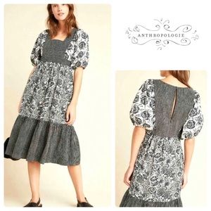 NWT Anthropologie Adrienne Flounced Midi Dress